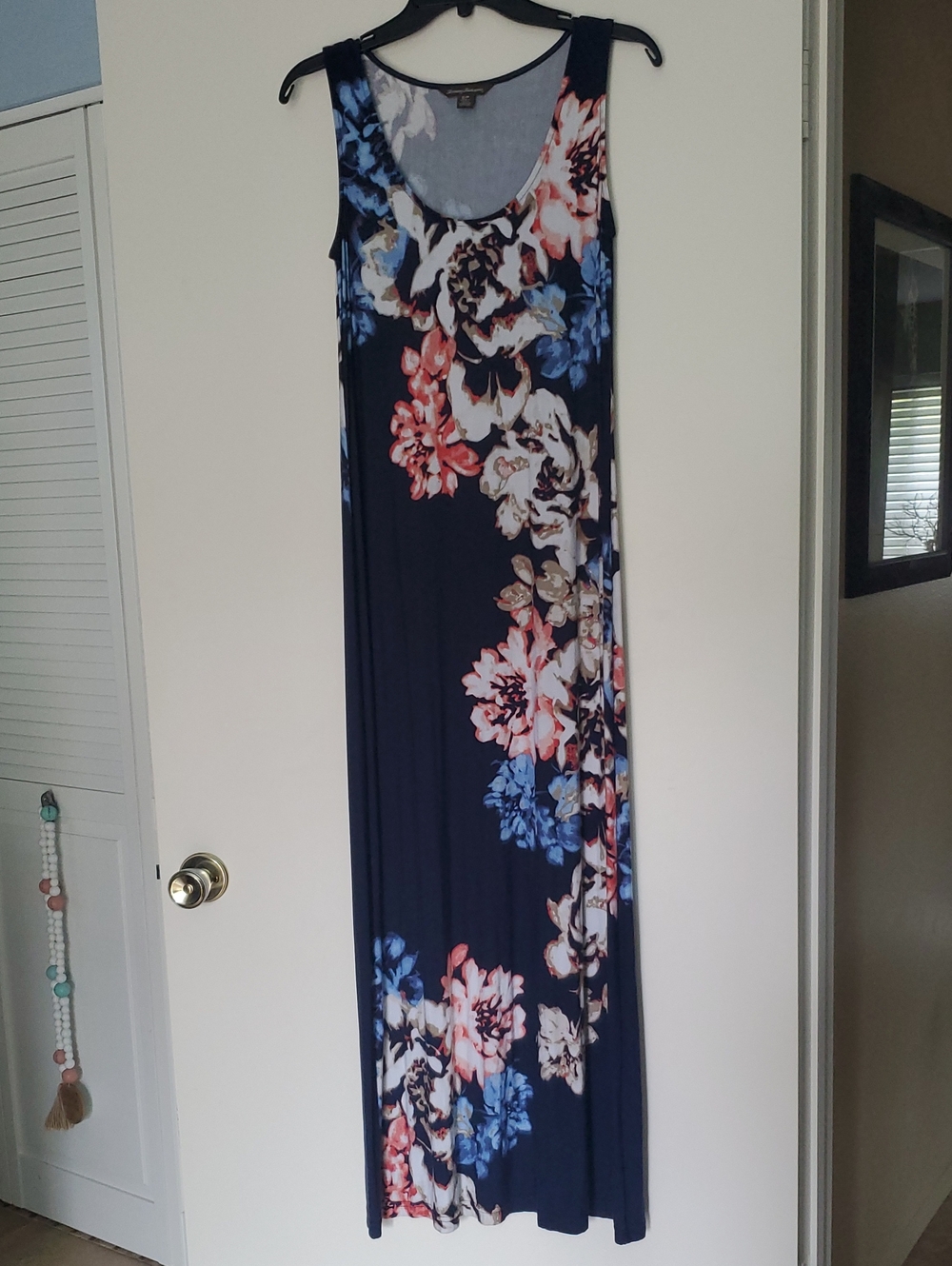 Tommy Bahama Navy Floral Scoop Neck Maxi Dress with Pink & Blue Accents